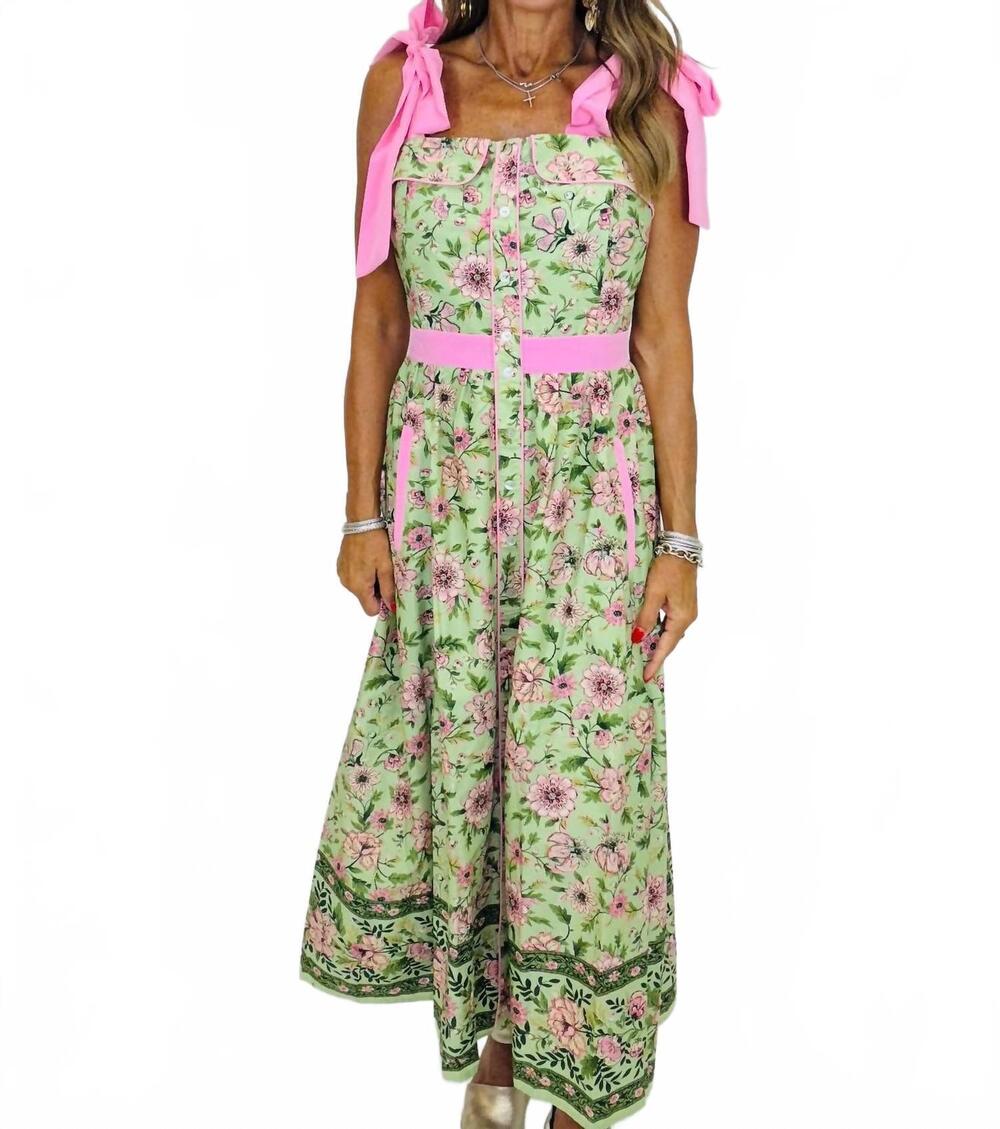 NEW ENTRO women's the spring matcha sun dress in green